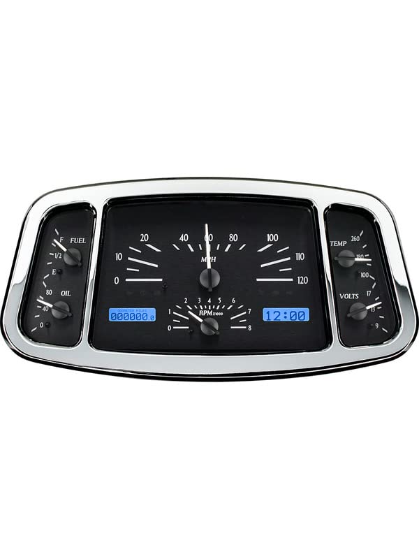 Dakota Digital VHX-33F-K-B Gauge System Analog Dash Compatible with Ford 1933-34 Car Black Alloy Blue Backlighting