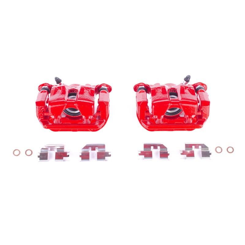 Power Stop S2928A Rear Pair of High-Temp Red Powder Coated Calipers For Honda Ridgeline 2006-2014 [Model Specific]
