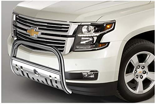 Bull Bar Black Horse Skid Plate Stainless Steel Compatible with 07-14 Escalade ESV/EXT|07-18 Silverado/Sierra 1500|19-21 Silverado 1500 LD|07-14 Suburban 1500|07-20 Tahoe|15-20 Yukon-XL-BB037411-SP