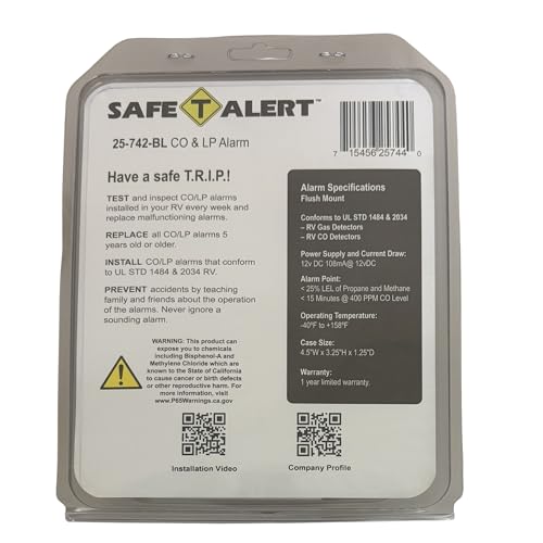 Mini Safe T Alert - Dual LP/CO Alarm - Flush Mount Black - 25-742-BL