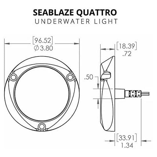 Lumitec Lighting SeaBlaze Quattro Underwater Light, LED Underwater Light, Dual Color White/Blue, One Size 101511
