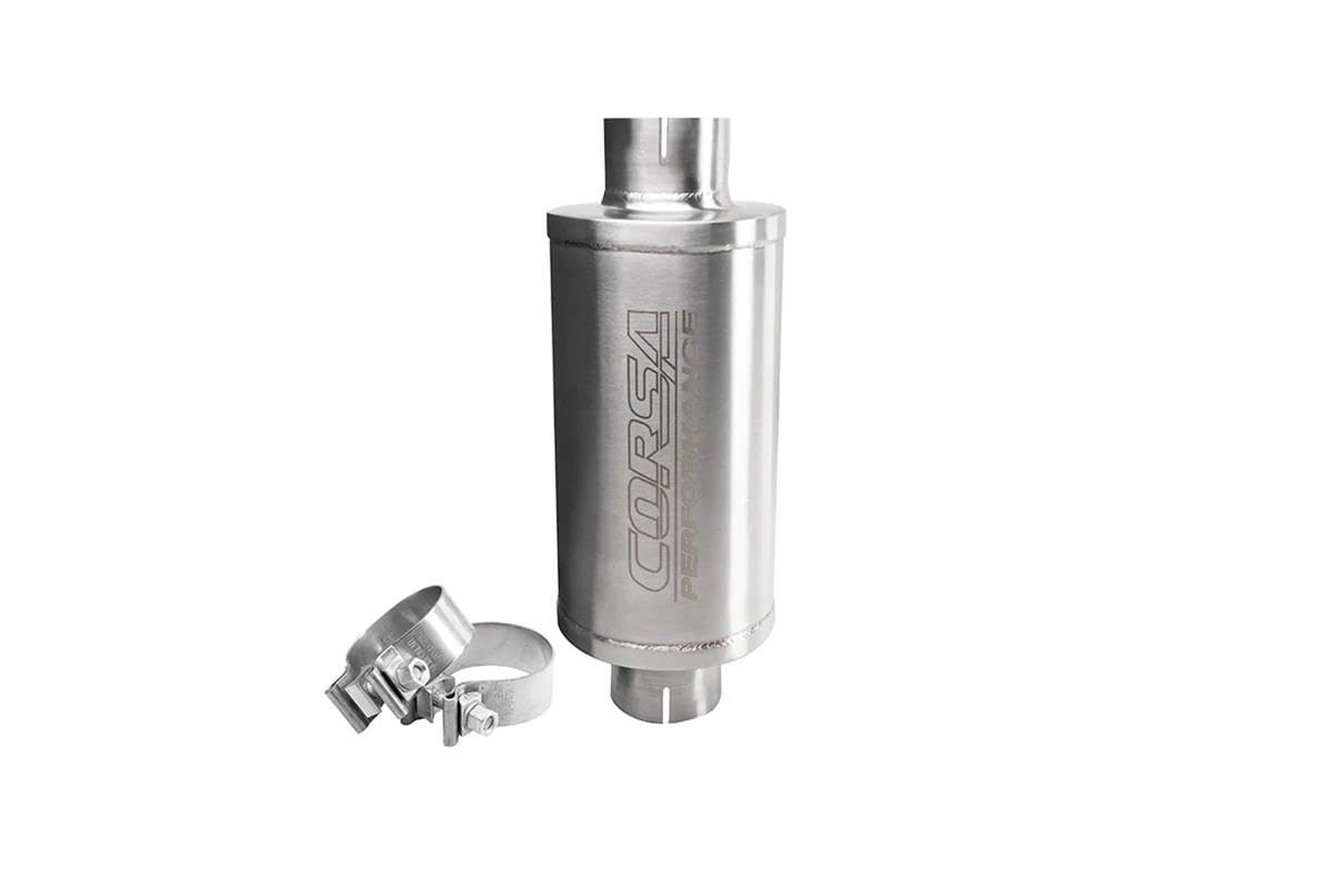 304 Stainless Steel Corsa Pro Series Packed Resonator (Slip Fit) (6-8DB) w/ 2 Clamps -Brushed (PKM2005)