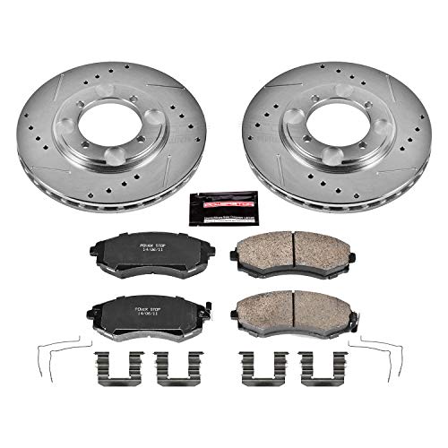 Power Stop K7364 Z23 Carbon Fiber Brake Pads with Drilled & Slotted Brake Rotors Kit