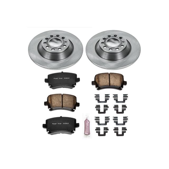 POWERSTOP Autospecialty KOE4625 Rear Replacement Brake Kit-OE Brake Rotors & Ceramic Brake Pads For Audi A6 2006-2011, Audi A6 Quattro 2005-2008 [Model Specific]