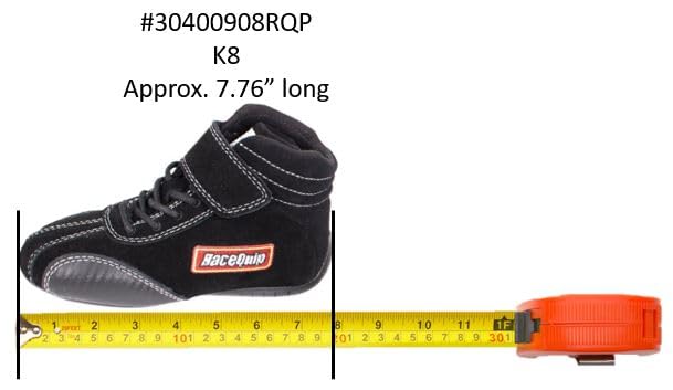 Euro RaceQuip 30400908RQP Carbon L Driving Shoes - SFI 3.3/5 - Toddler 8 - Black