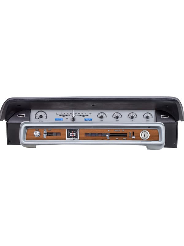 Dakota Digital VHX-65F-GAL-S-B Analog Dash Gauge System Compatible with 1965 66 Ford Galaxie Silver Alloy Blue Backlighting