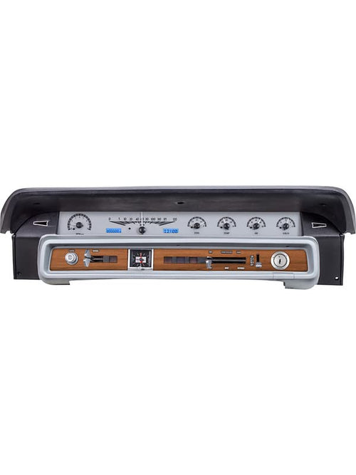 Dakota Digital VHX-65F-GAL-S-B Analog Dash Gauge System Compatible with 1965 66 Ford Galaxie Silver Alloy Blue Backlighting