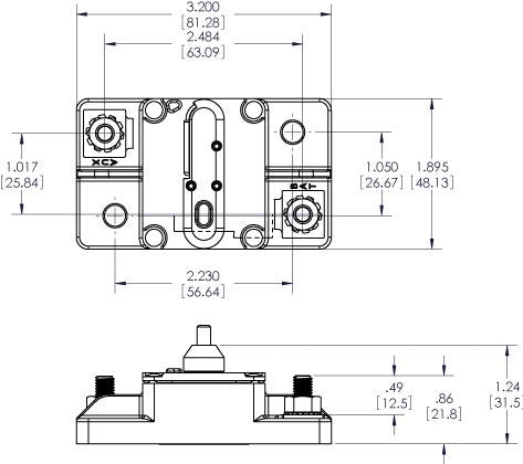 Blue Sea Systems 285 Series Thermal Circuit Breaker, Surface Mount, 48V DC, 50A 7183