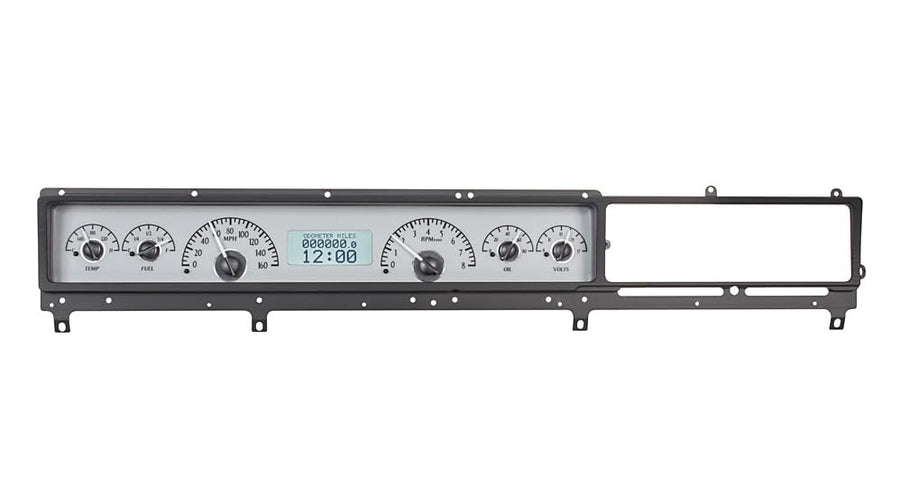 Dakota Digital VHX-66F-FAR-S-W Analog Dash Gauge System Compatible with 1966-67 Ford Fairlane Car Silver Alloy White