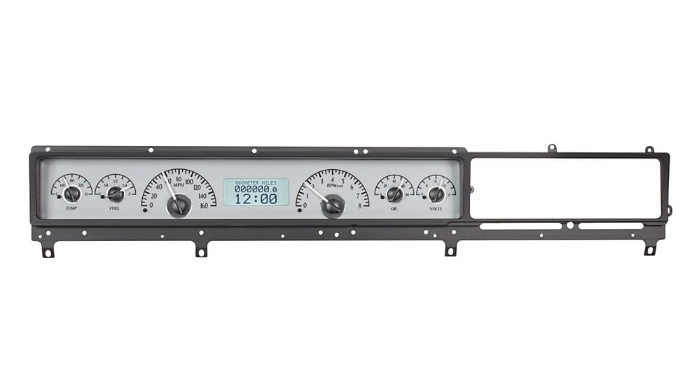 Dakota Digital VHX-66F-FAR-S-W Analog Dash Gauge System Compatible with 1966-67 Ford Fairlane Car Silver Alloy White