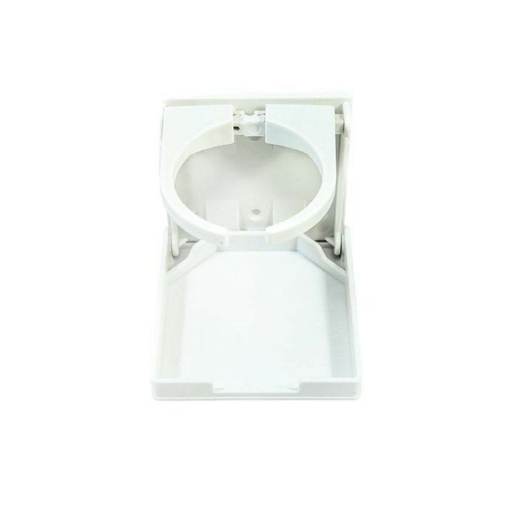 Drink Holder Fold Up w/Mounting Screws - White ABS - Packaged