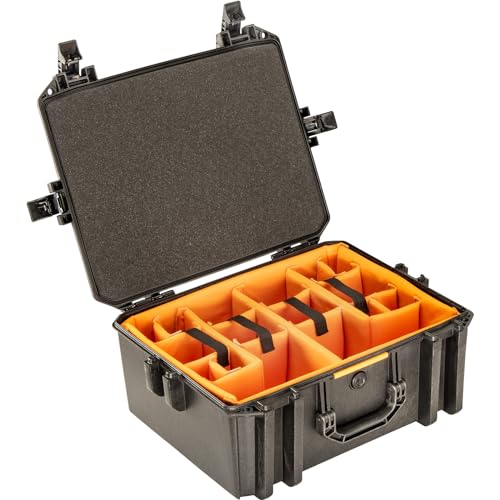V550 Pelican Vault - Multi-Purpose Hard Case with Padded Dividers for Camera, Drone, Equipment, Electronics, and Gear (Black)