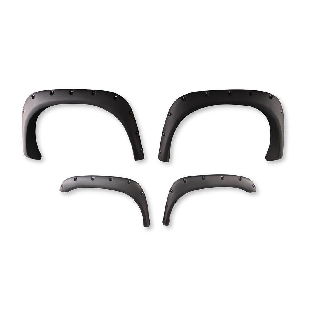 Fender Flares TrailFX Fits Dodge Ram 1500 2002-2008 Pocket Style Black Smooth Paintable Polypropylene, Set of 4 with Stainless and Black Steel Rivets TrailFX TFD3001S