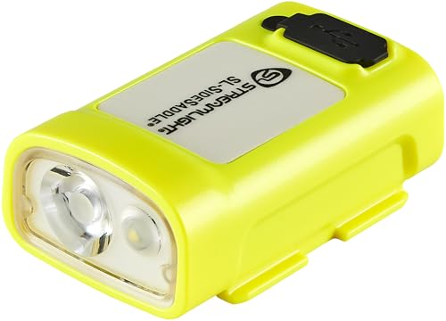 Streamlight 61631 USB Rechargeable SL-Sidesaddle 400-Lumen Hands-Free Hard Hat, Helmet, and Headgear LED Light with Mount Kit, Rechargeable Battery, USB-C Cable, Yellow
