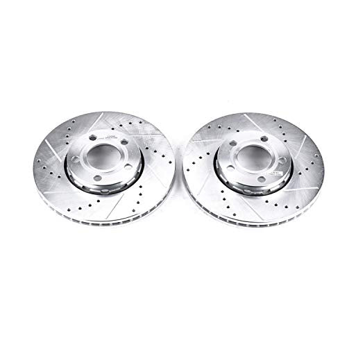 Power Stop EBR430XPR Evolution Front Drilled & Slotted Rotor Pair For Audi A4, Audi, Audi A4 Quattro, Audi A6, Audi A6 Quattro, VW Passat [Model Specific]