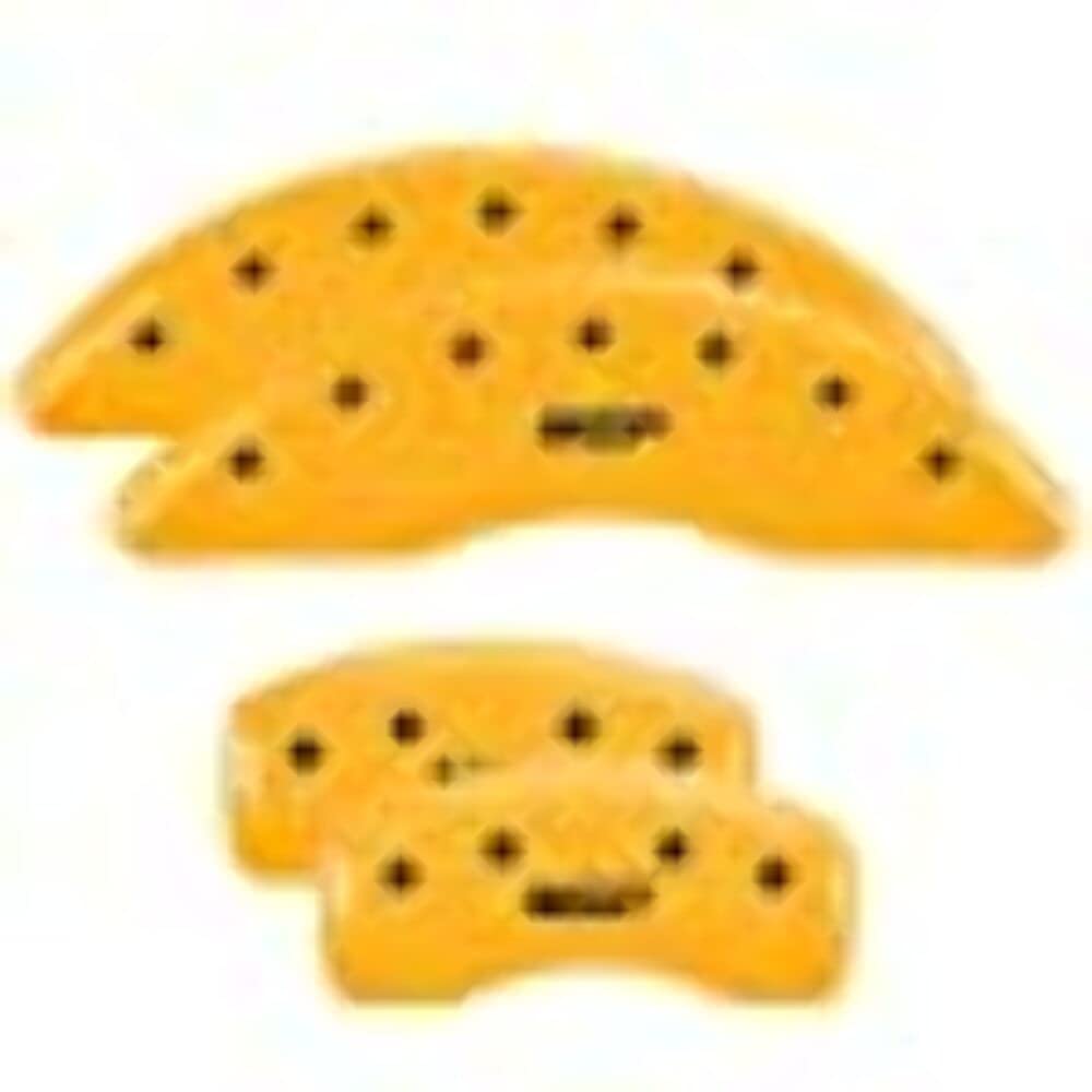 Caliper Covers MGP - Brake Caliper Covers Compatible with 2020-2025 Chevy Silverado 2500 HD, 2020-24 3500 HD - Powder-Coated Finish, 4 PCS Front and Rear (Yellow - MGP Engraving)