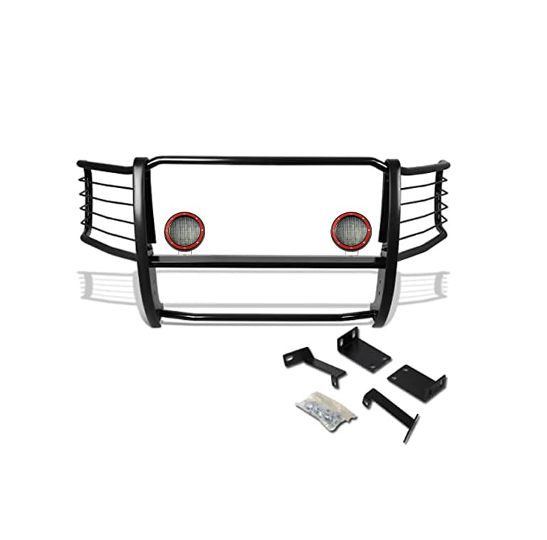 Bumper Guard Modular Black Black Horse Grille brush Come With Pair of 5.3"LED Lights Compatible with 1999-2007 Ford F-250 Super Duty|1999-2004 Ford F-350/Ford F-450/Ford F-550 Super Duty-17FB23MA-PLFR