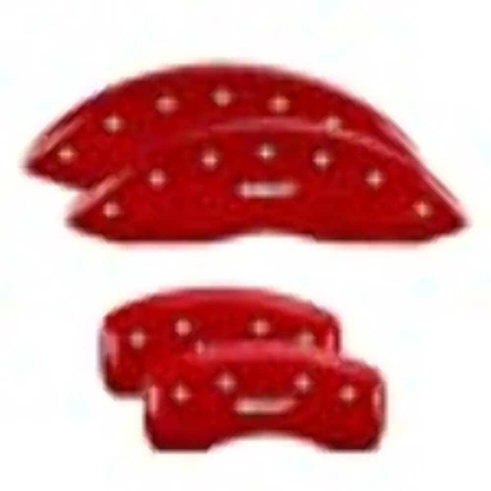 MGP 54013SMGPRD Caliper Covers Red Powder Coat Finish, Silver Characters, Set of 4