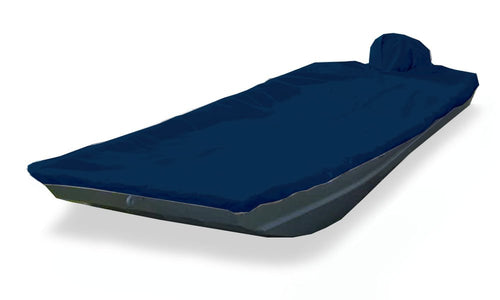 Semi-Custom Trailerite Boat Cover for Jon Boats with Outboard Motor - Includes Motor Hood, Navy (15' - 16' CL x 75" B)