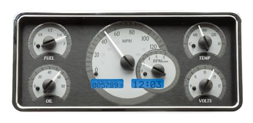 Dakota Digital VHX-63J-WAG-S-B Analog Dash Gauge System with Jeep 1963-72 Wagoneer & J Trucks, 1967-72 Jeepster Commando, Silver Alloy Style, Blue Backlighting