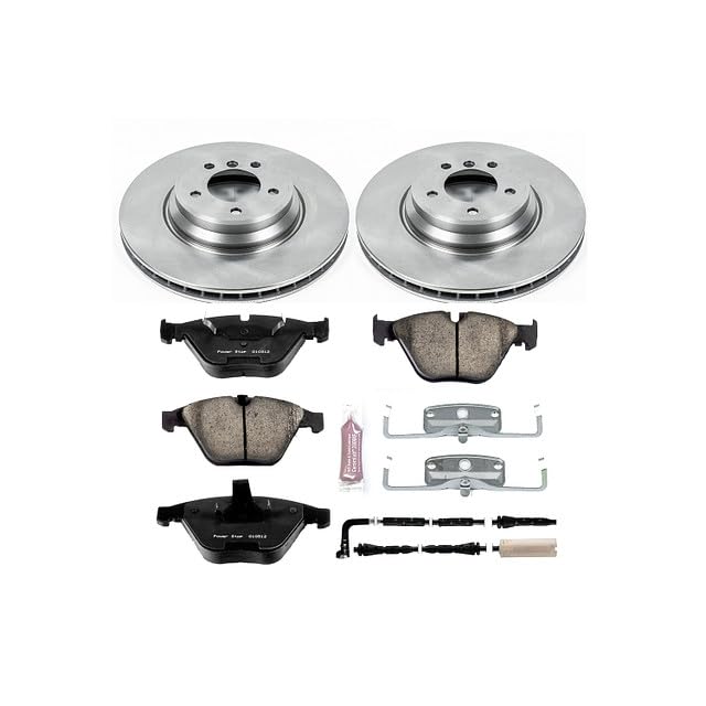 Power Stop Autospecialty KOE5281 Front Replacement Brake Kit-OE Brake Rotors & Ceramic Brake Pads and 1 Front Sensor Wire