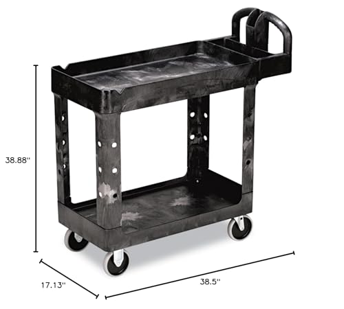 Utility RUBBERMAID Cart #500 2 Shelf Blk HD, 1 EA