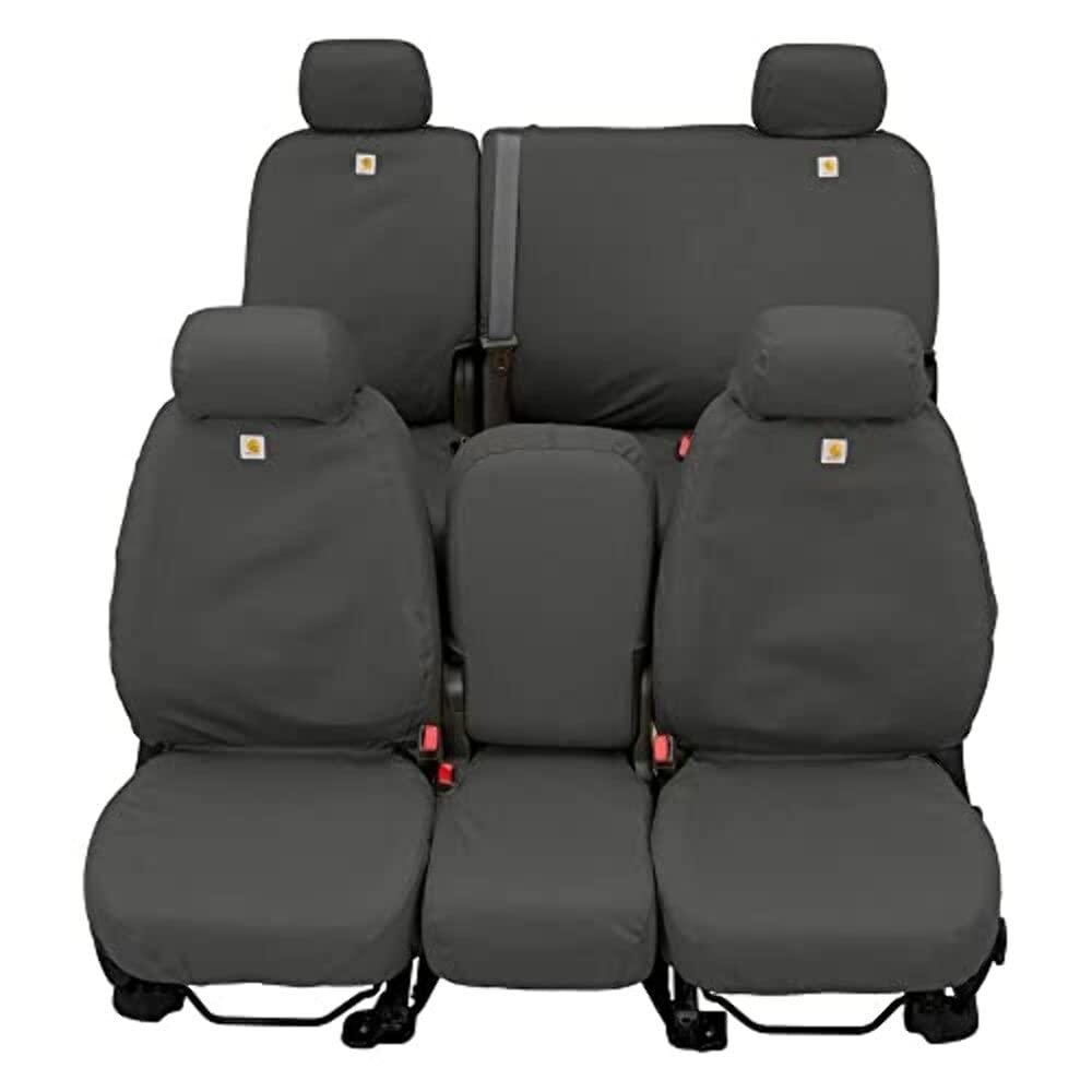 Covercraft Custom Seat Covers Carhartt SeatSaver | 2019-2020 Ford F-150 (excludes Raptor), 2019-2022 F-250/F-350/F-450/F-550 | 1st Row Bucket Seats, Duck Weave Gravel
