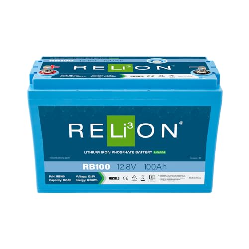 12v RELiON RB100 | 100Ah LifePO4 Lithium-ion Battery | Group 31 | 3500~5000 Cycles | Waterproof (IP67 Rating) | 10 Year Warranty | Perfect for Boat, Kayak, Trolling Motor, RV, Solar, Off Grid etc.