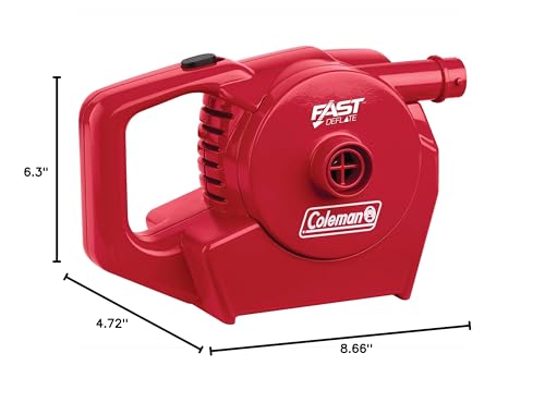 Coleman Air Pump QuickPump for Air Beds & Inflatables, Portable Pump with Fast Inflation or Deflation, Battery-Powered/Rechargeable/12-Volt/120-Volt Power Options