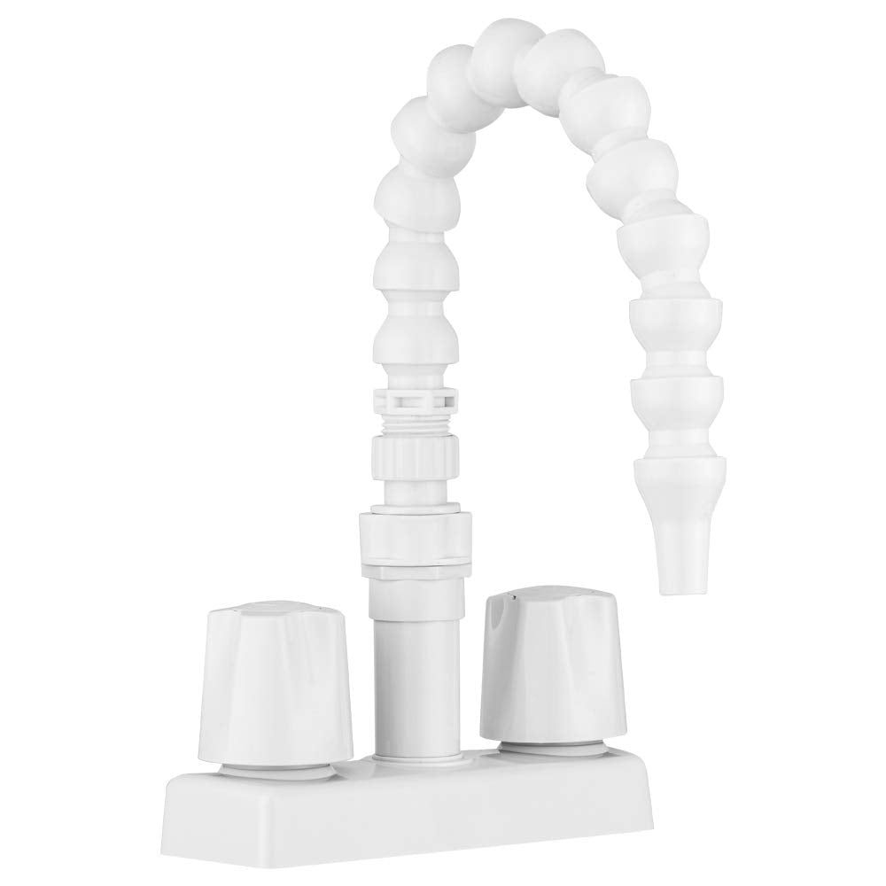 Dura Faucet Quick Connect RV Exterior Faucet with 360-Degree Flexible Gooseneck Spout (White)