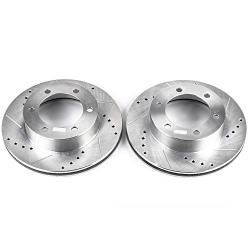 Power Stop Front JBR791XPR Drilled & Slotted Rotor Pair For Toyota 4Runner 1996-2002, Toyota Tacoma 1995-2004 [Model Specific]