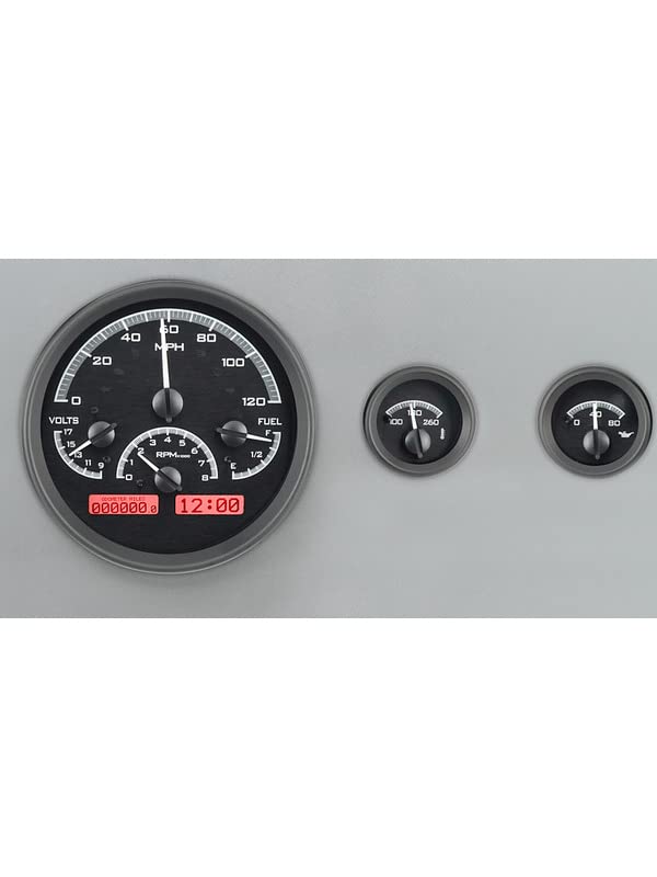 Dakota Digital VHX-55J-K-R Jeep CJ 1955-86 Compatible with Analog Dash Gauge System Black Alloy Style Red Backlighting
