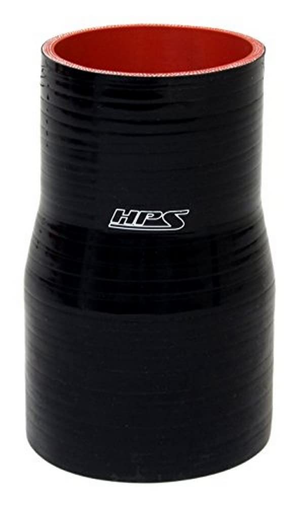 HPS High Temp HTSR-300-500-L4-BLK 4-ply Reinforced Silicone Reducer Coupler Hose, 40 PSI Maximum Pressure, 4" Length, 3" > 5" ID, Black