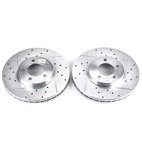 Power Stop Front Drilled & Slotted Rotor Pair For Ford Taurus, Ford Thunderbird, Lincoln Continental, Lincoln Mark VIII, Mercury Cougar, Mercury Sable AR8149XPR [Model Specific]