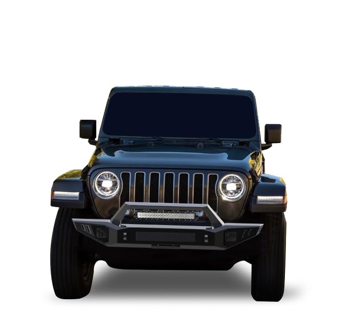 Heavy Duty Black Horse Armour Front Bumper I Front Bumper Matte Black Compatible with 20-24 Gladiator (Excl.Plug-in Hybrid Models)|18-24 Wrangler (Excl. 20-24 Rubicon Trim)-AFB-WR20