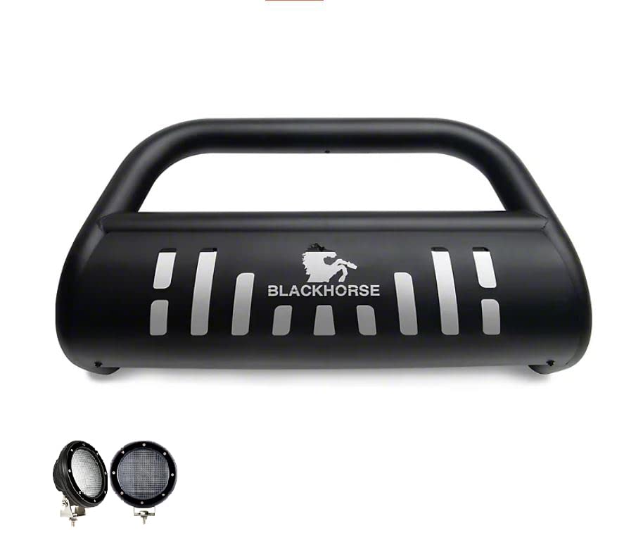 Bull Bar Kit Black Horse Skid Plate Black Compatible with 2022-2024 Hyundai Tucson-CBB-B7102SP-PLFB
