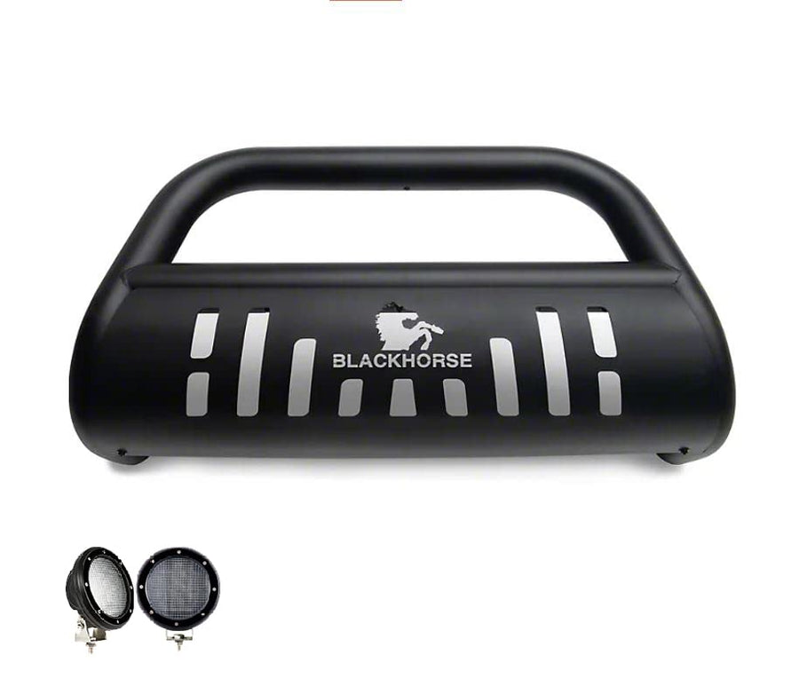Bull Bar Kit Black Horse Skid Plate Black Compatible with 2022-2024 Hyundai Tucson-CBB-B7102SP-PLFB