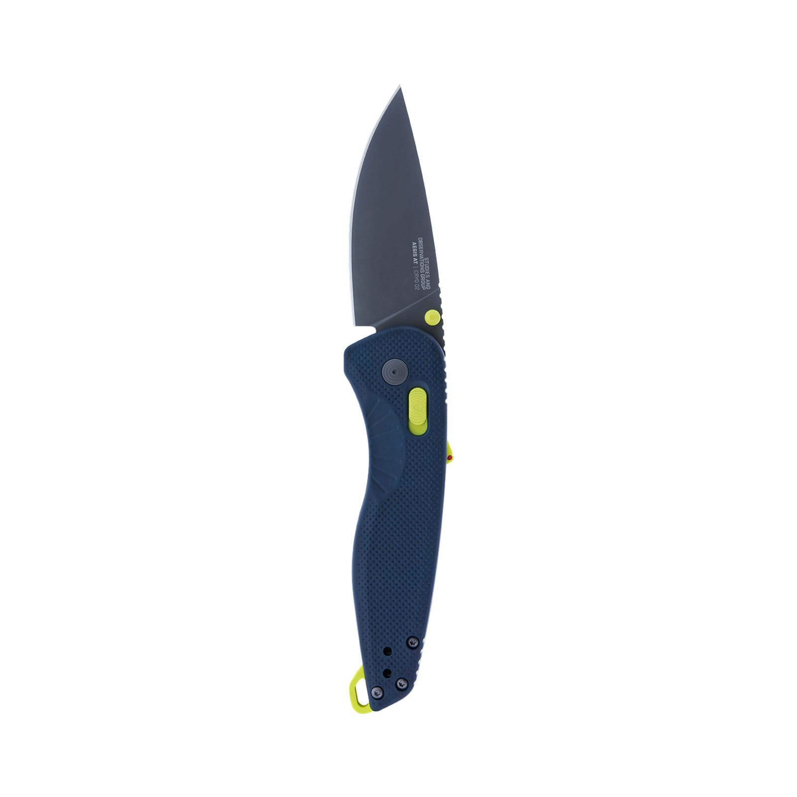 SOG Aegis AT Folding Knives Ambidextrous Outdoor Pocket Easy to Carry | CRYO D2 Stainless Steel Blade | AT-XR Lock, Indigo/Acid