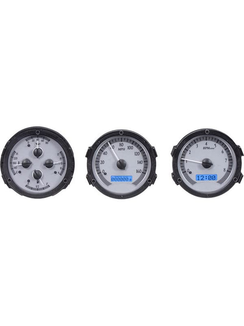Dakota Digital VHX-68O-CUT-S-B Gauge System Analog Compatible with Oldsmobile 1968 Cutlass, F-85 and 444, Silver Alloy Style, Blue Backlighting