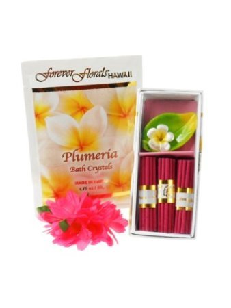 Plumeria Hawaiian Forever Florals Incense & Bath Crystal Gift Set