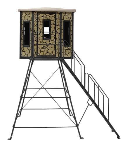 Penthouse Muddy Box Blind w/Tower Base, Steel Wall Construction, Cracked Mud Camo