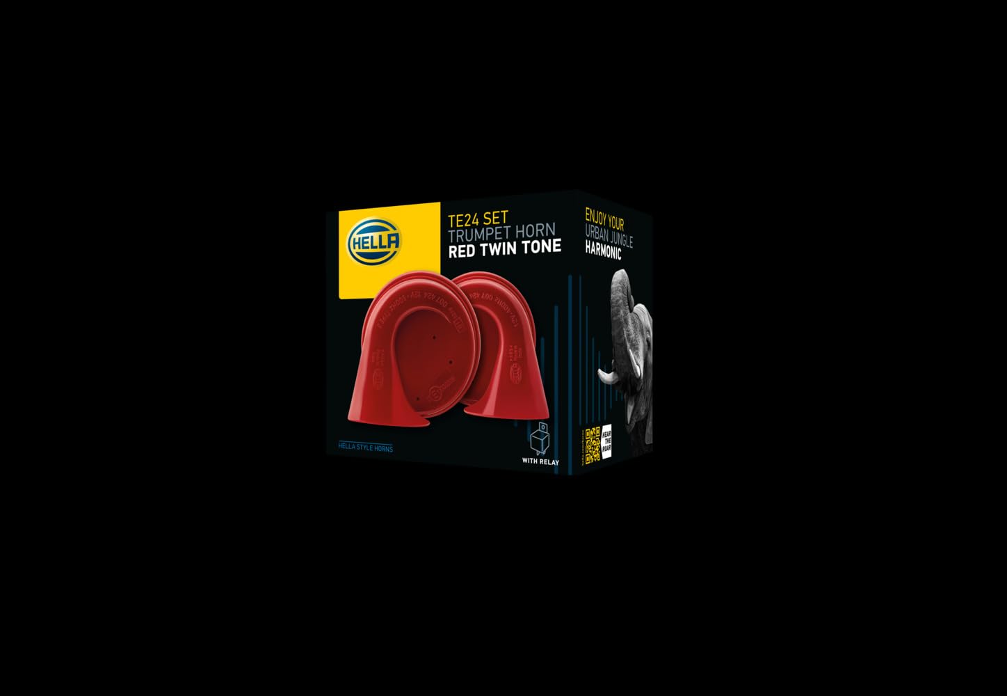Twin Trumpet HELLA 007424801 High/Low Tone 12V Horn Kit with Bracket, Red