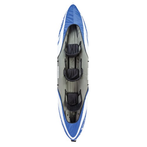 Sevylor 3-Person Big Basin Inflatable Kayak with Adjustable Seats & Carry Handles, Heavy-Duty PVC Construction for Rugged Use & Boston Valve for Easy Inflation/Deflation