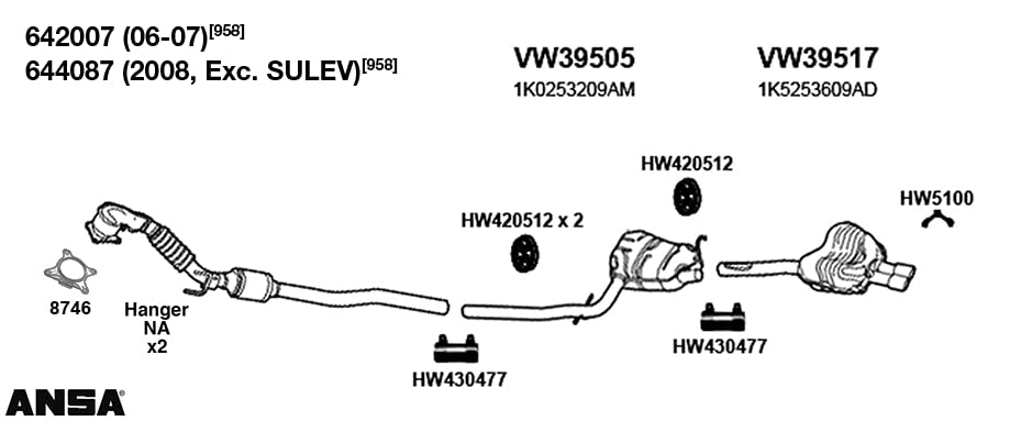 VW39505 Muffler - Center ANSA OER nobrandname