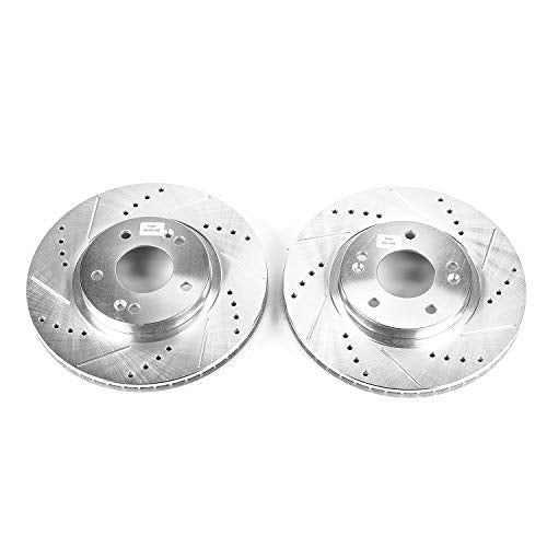 Power Stop Front JBR948XPR Drilled & Slotted Rotor Pair For Hyundai Santa Fe 2001-2006 [Model Specific]