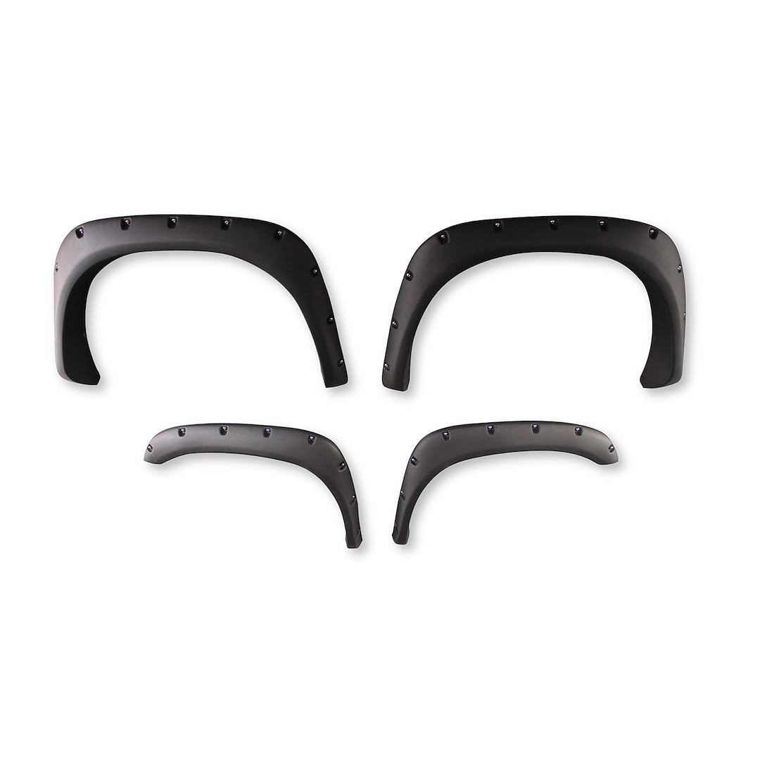 Fender Flares TrailFX Fits Dodge Ram 1500 2002-2008 Pocket Style Black Smooth Paintable Polypropylene, Set of 4 with Stainless and Black Steel Rivets TrailFX TFD3001S