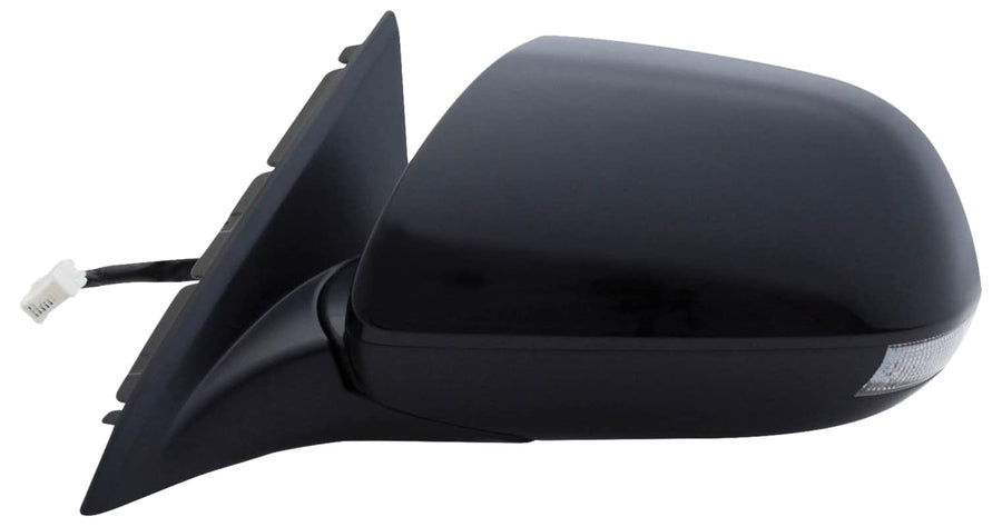 63594H Fit System - Driver Side Mirror for Acura TSX Sedan, TSX Sport Wagon, Black, PTM Cover, w/Turn Signal & Memory, Blue Lens, Foldaway, Heated Power