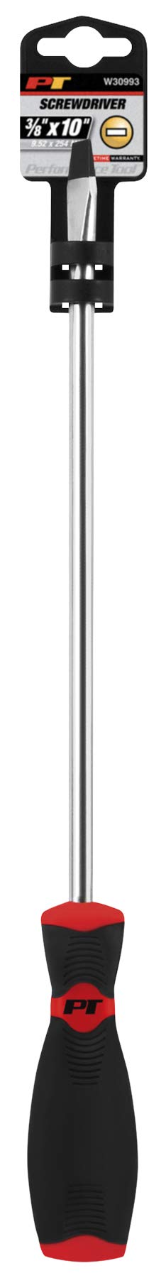 W30993 Performance Tool Black & Red Slotted Screwdriver, 3/8" x 10