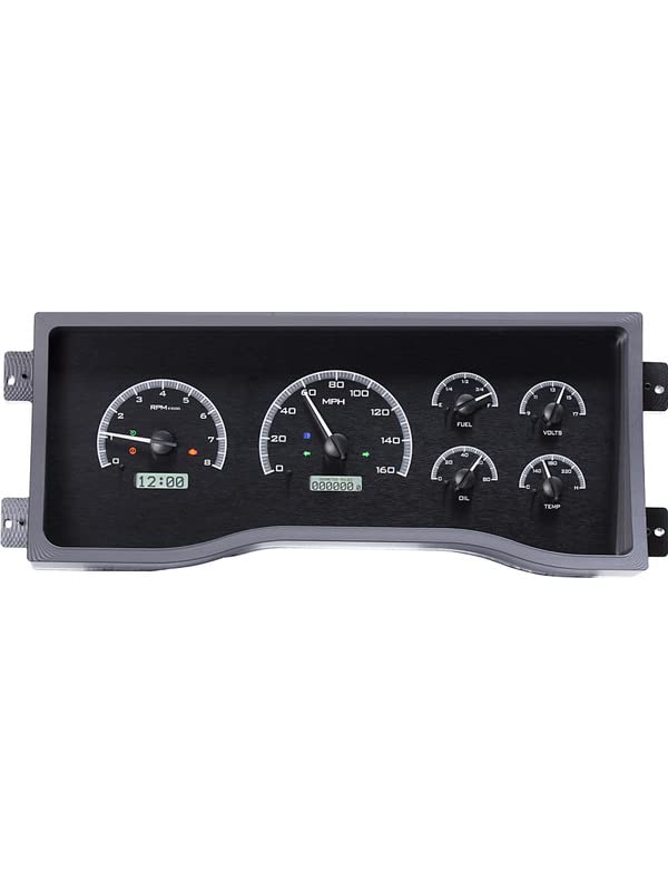 Dakota Digital VHX-95C-PU-K-W Full Size Chevy 95-98 Pickup Truck Analog Gauge Kit Black Alloy White