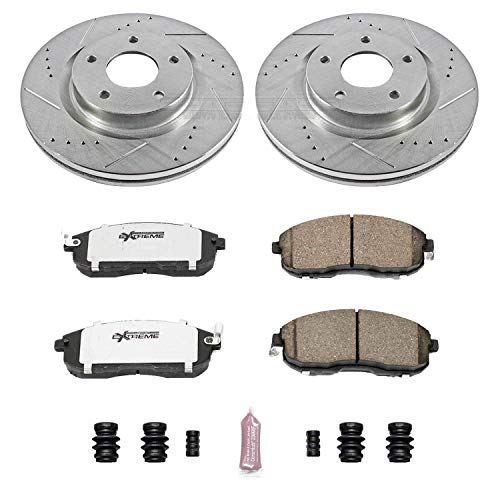 Power Stop K241-26 Z26 Carbon Fiber Brake Pads with Drilled & Slotted Brake Rotors Kit For Nissan Altima 2007-2013 [Model Specific]